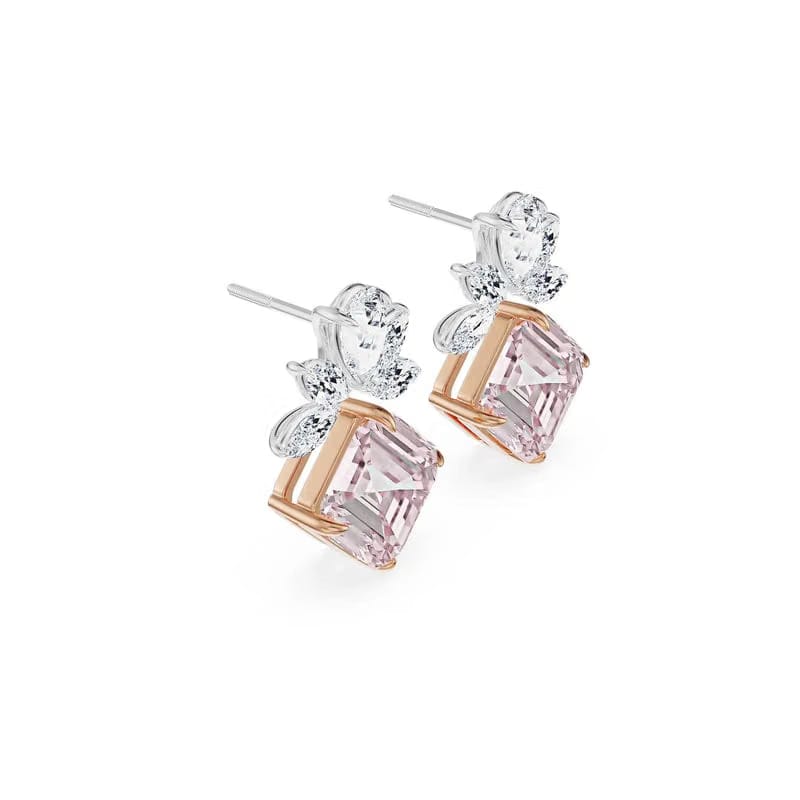 Floral Pink Lab Grown Diamond Earrings 9KT