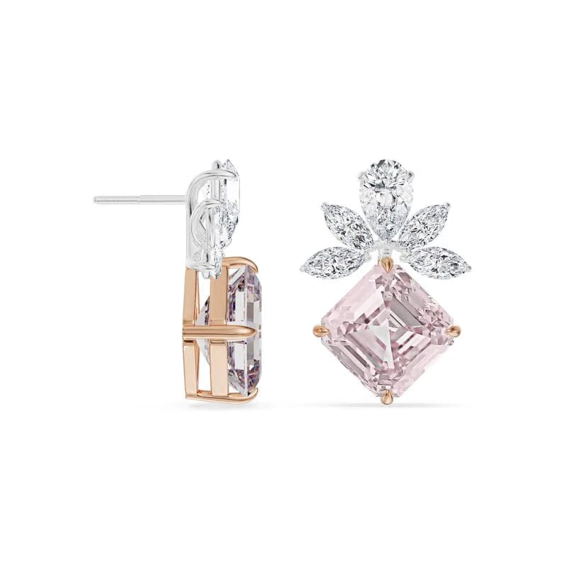 Floral Pink Lab Grown Diamond Earrings 9KT