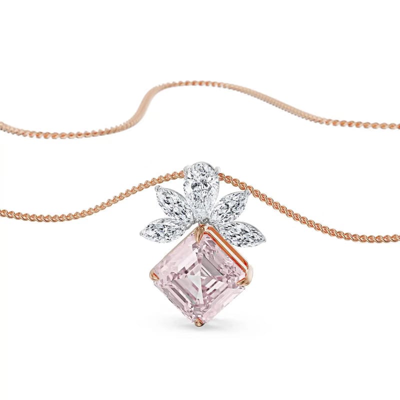 Floral Pink Lab Grown Diamond Pendant 9KT