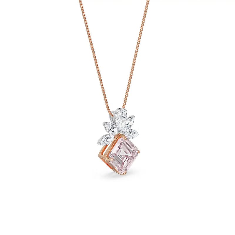 Floral Pink Lab Grown Diamond Pendant 9KT