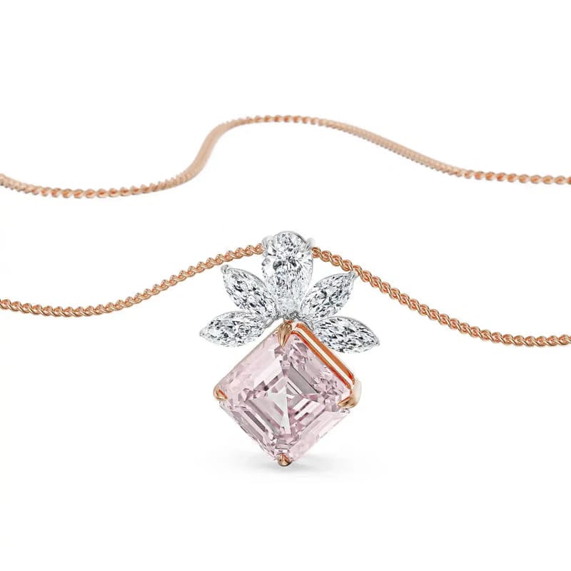 Floral Pink Lab Grown Diamond Pendant_in_stock