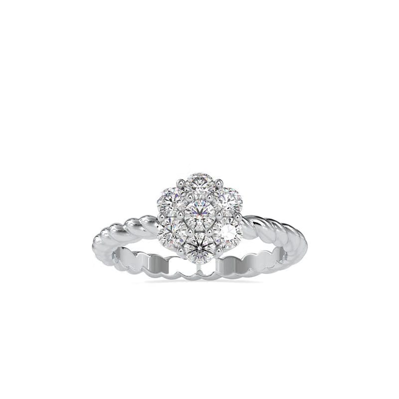 Floral Solitaire Halo Lab Grown Diamond Ring