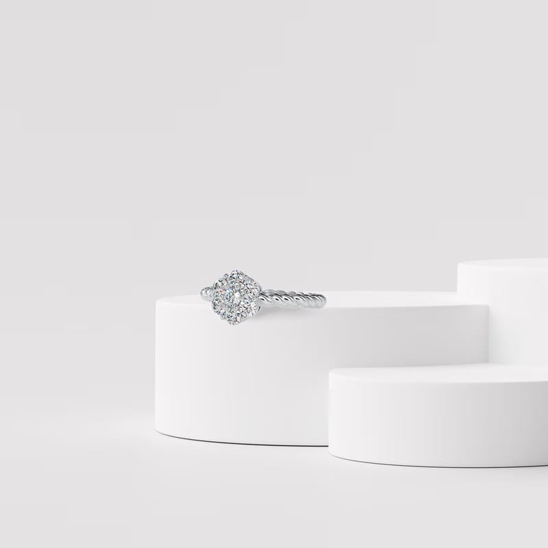 Floral Solitaire Halo Lab Grown Diamond Ring