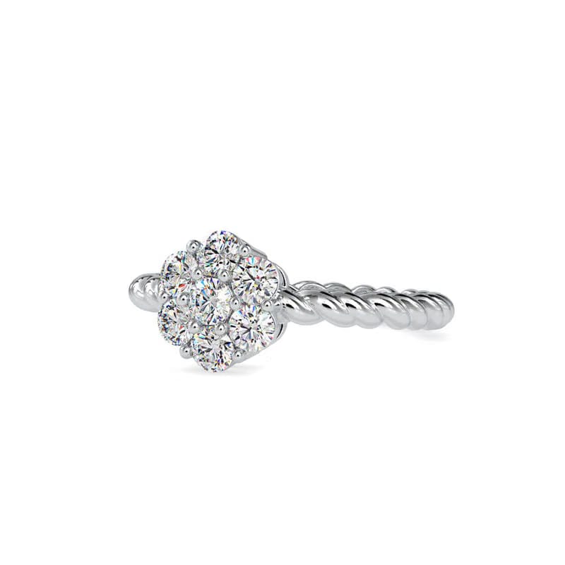Floral Solitaire Halo Lab Grown Diamond Ring