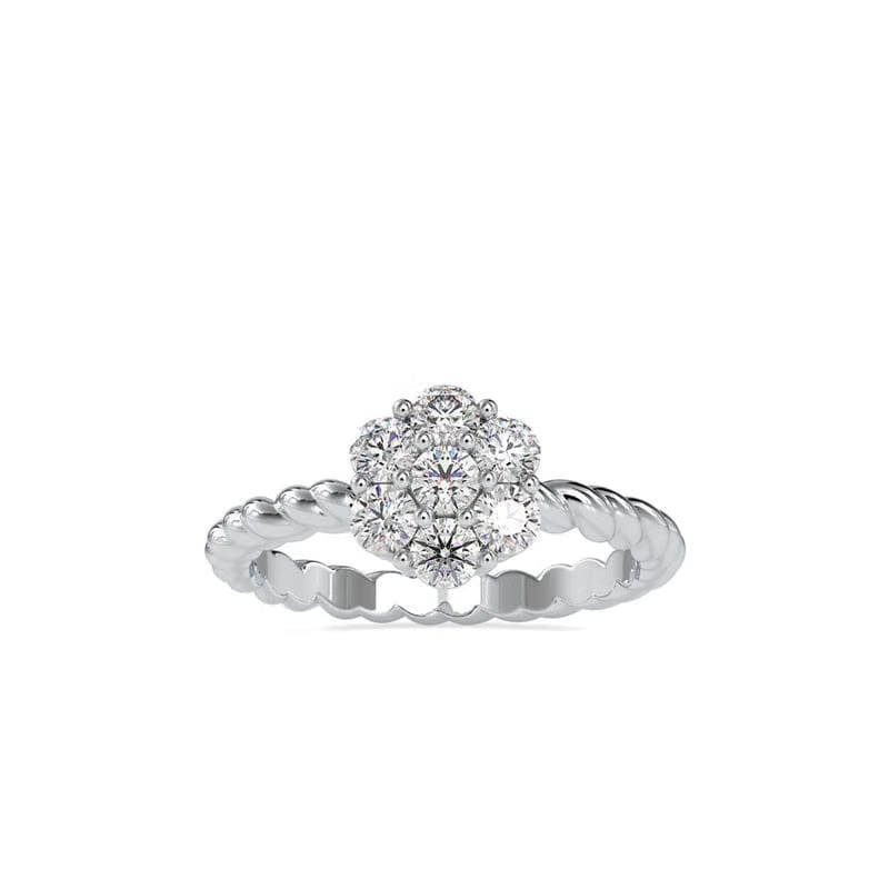 Floral Solitaire Halo Lab Grown Diamond Ring 9KT