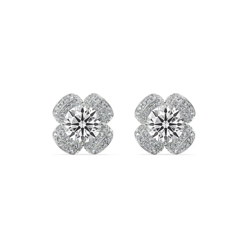 Floret Round Lab Grown Diamond Earrings
