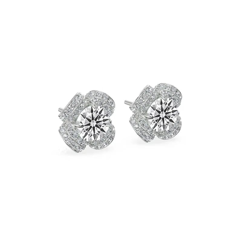 Floret Round Lab Grown Diamond Earrings