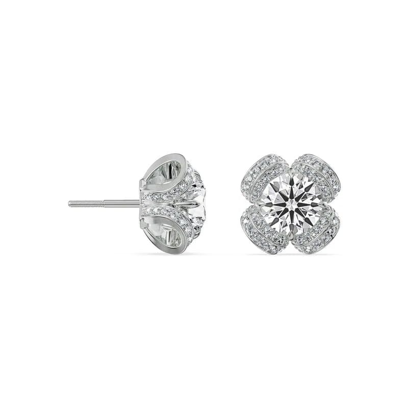 Floret Round Lab Grown Diamond Earrings