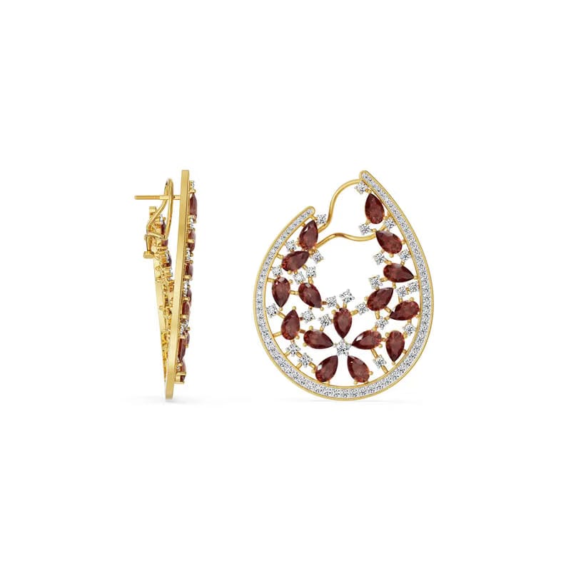 Garnet Lab Grown Diamond Festive Earrings