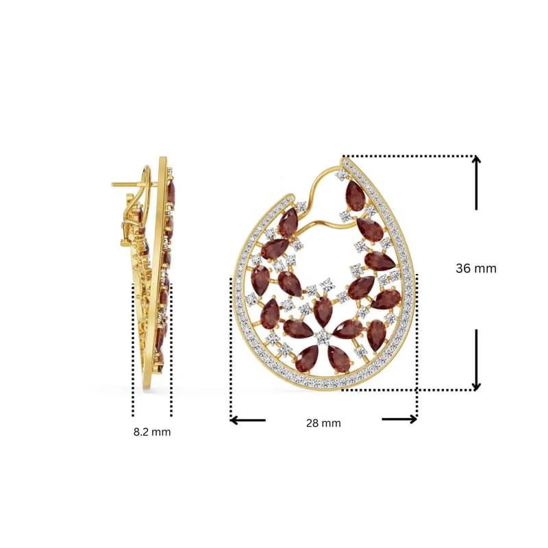 Garnet Lab Grown Diamond Festive Earrings