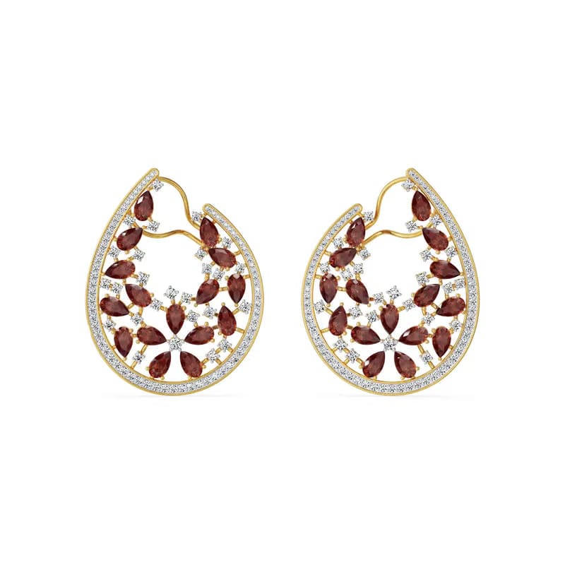 Garnet Lab Grown Diamond Festive Earrings 9KT