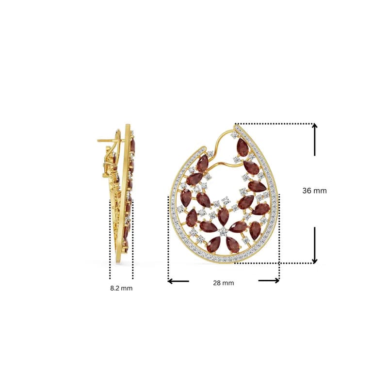 Garnet Lab Grown Diamond Festive Earrings 9KT