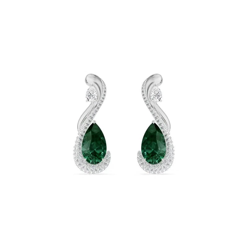 Geneva Emerald Lab Diamond Drop Earrings
