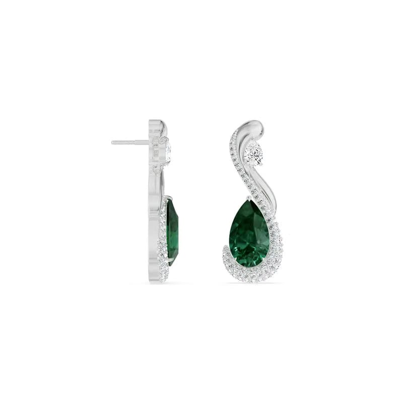 Geneva Emerald Lab Diamond Drop Earrings 9KT