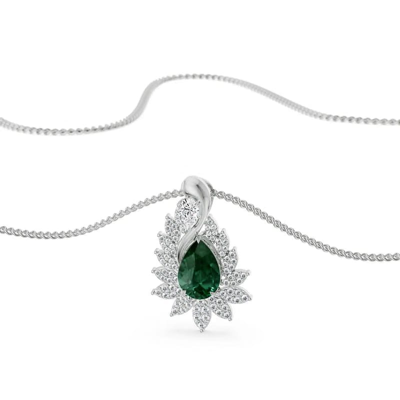Geneva Emerald Lab Diamond Drop Pendant 9KT