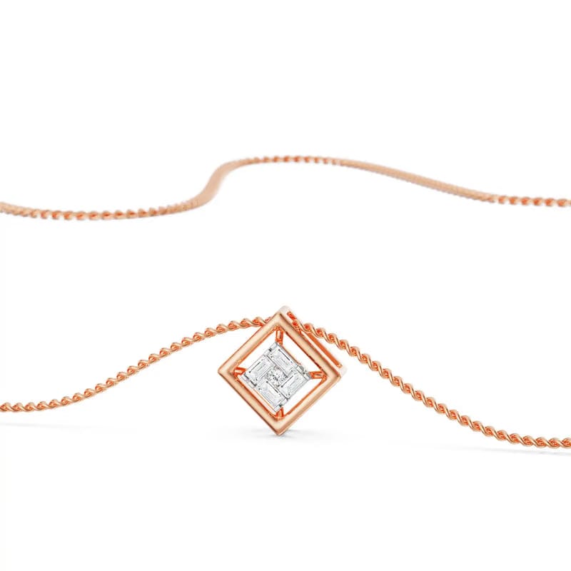 Geometric Allure Lab Diamond Pendant Set