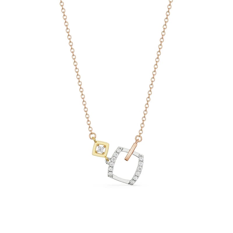 Geometric Sqaure Lab Grown Diamond Necklace