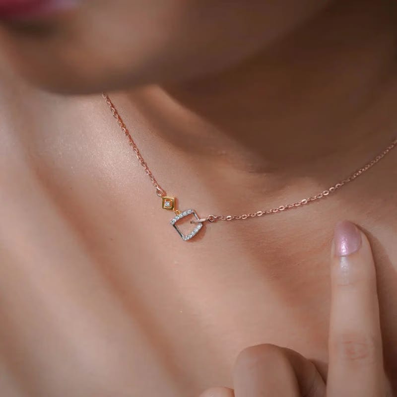 Geometric Sqaure Lab Grown Diamond Necklace