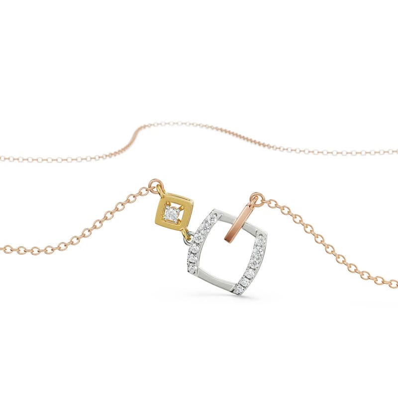 Geometric Sqaure Lab Grown Diamond Necklace