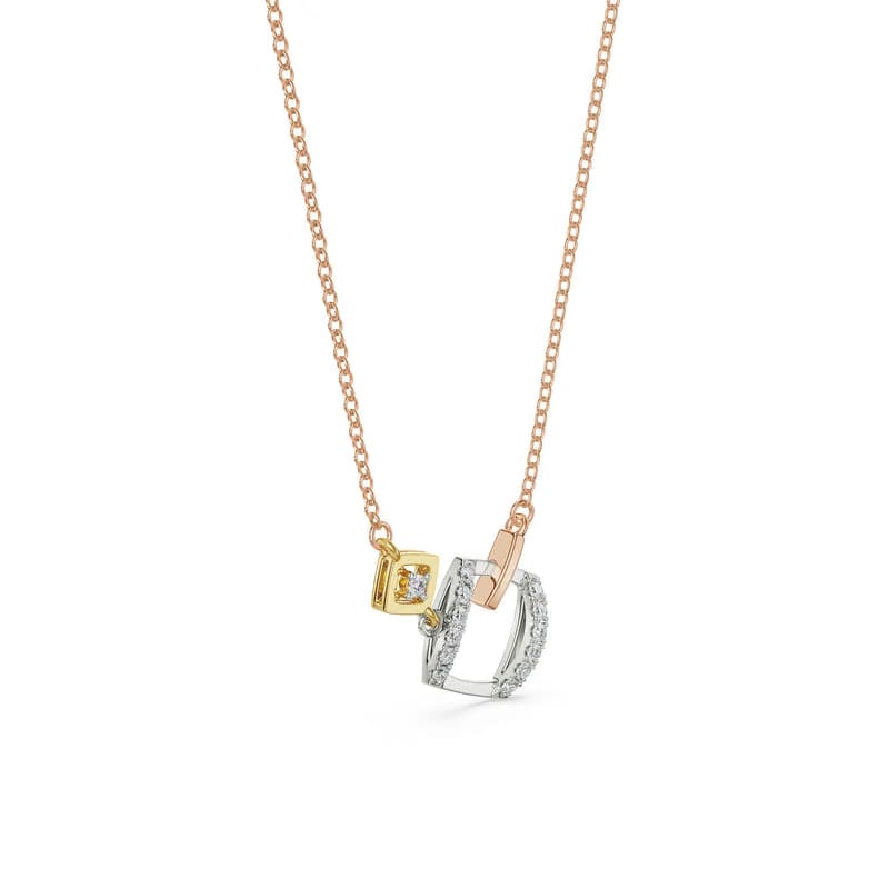 Geometric Sqaure Lab Grown Diamond Necklace 9KT
