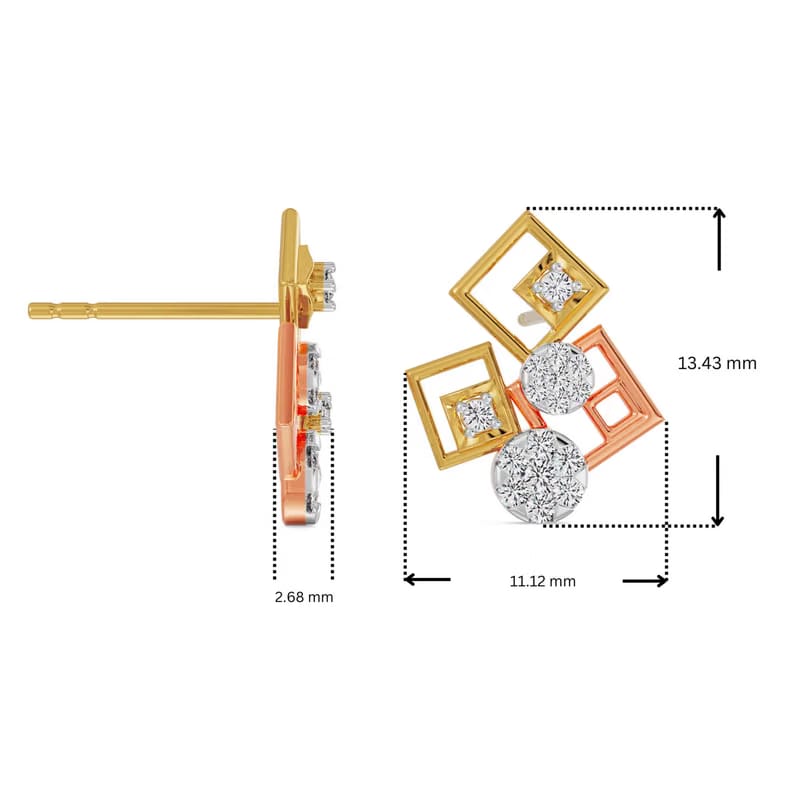 Geometrical Lab Grown Diamond Earrings