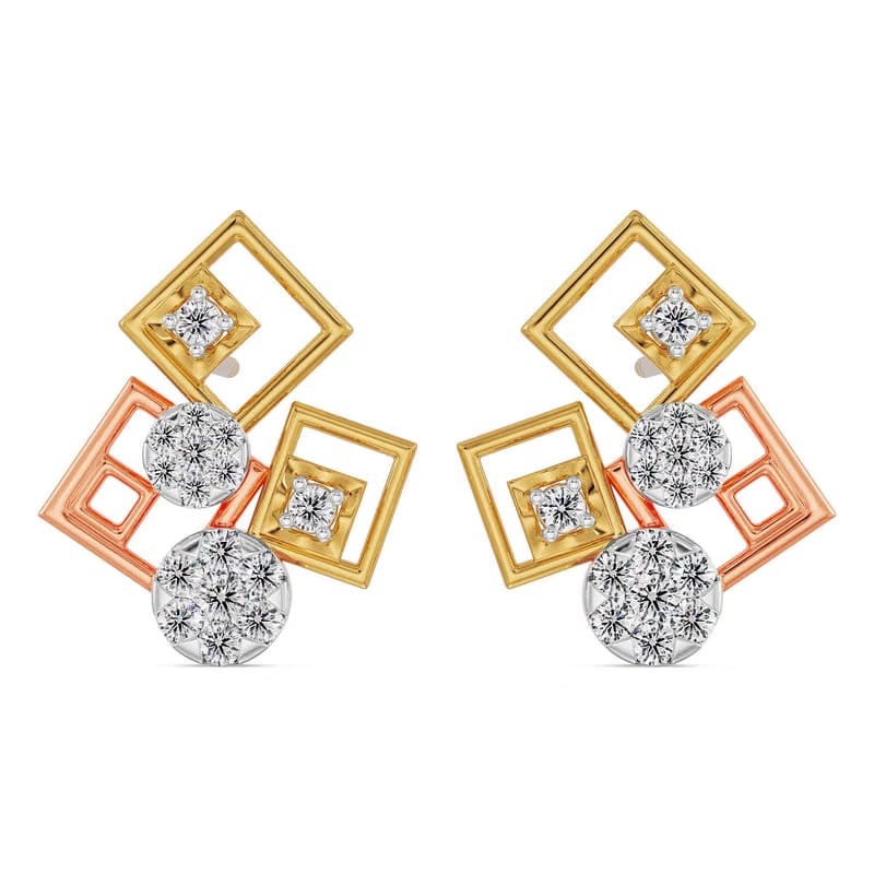Geometrical Lab Grown Diamond Earrings 9KT