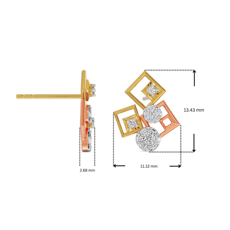 Geometrical Lab Grown Diamond Earrings 9KT
