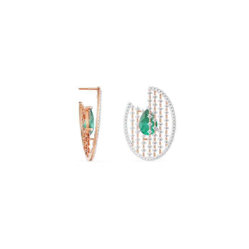Glamorous Emerald Diamond Earrings