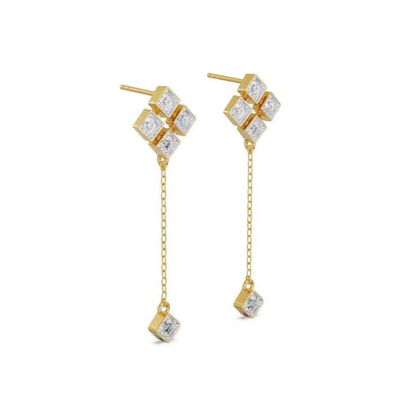 Gleaming Lab Grown Diamond Sui Dhaga Earrings