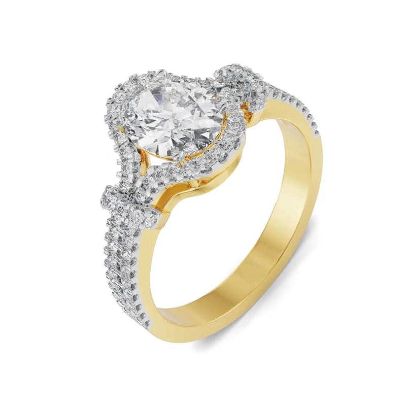 Glimmery Oval Lab Diamond Engagement Ring