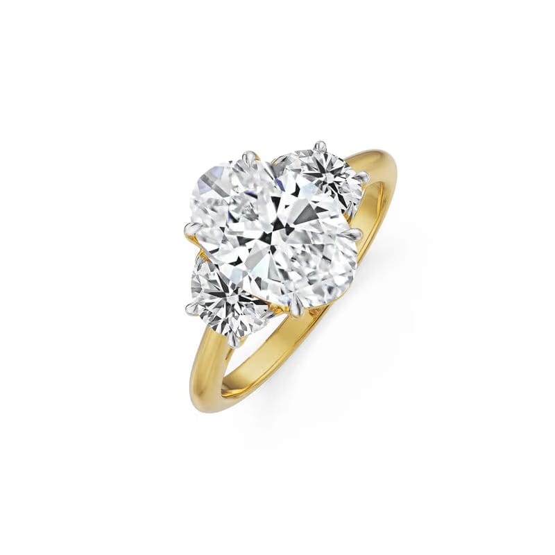 Half Moon Accent Lab Grown Diamond Ring 9KT