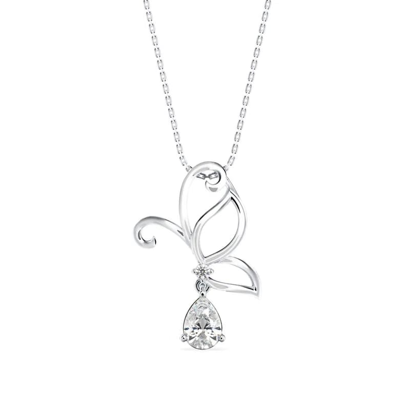 Half Winged Lab Grown Diamond Drop Pendant