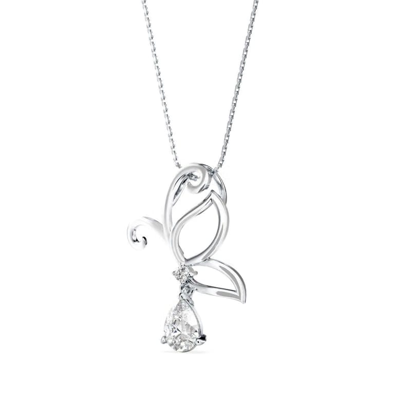 Half Winged Lab Grown Diamond Drop Pendant