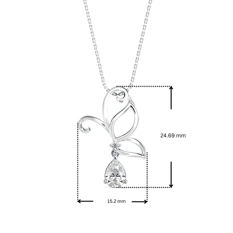 Half Winged Lab Grown Diamond Drop Pendant