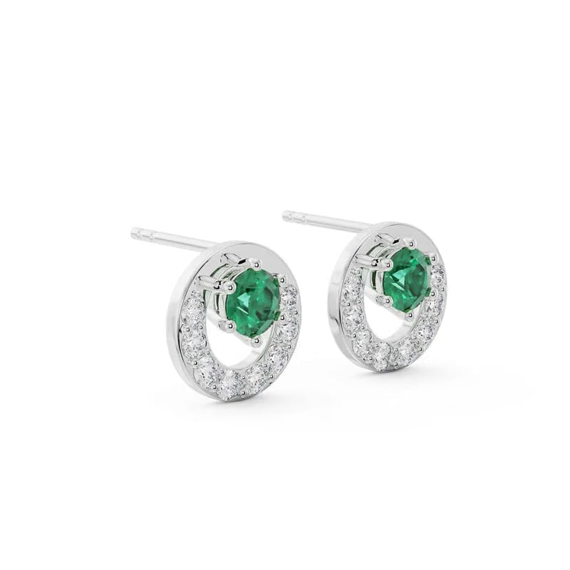 Halo Emerald Lab Grown Diamond Studs