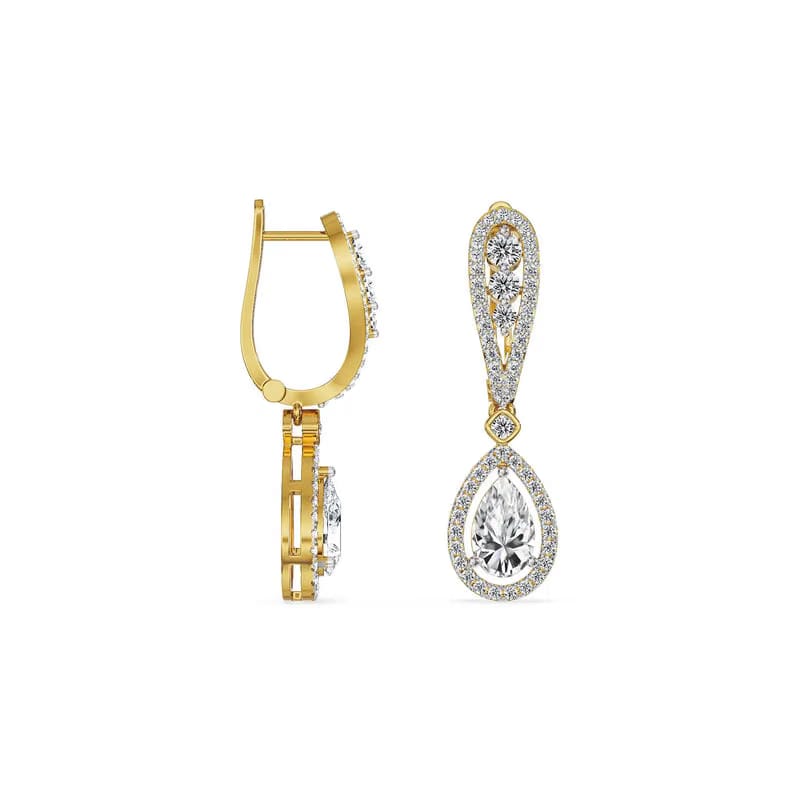 Halo Pear Cluster Dangler Earrings