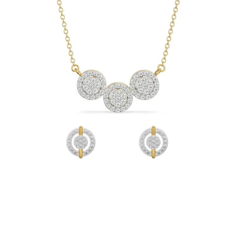 Halo Round Lab Diamond Necklace Set