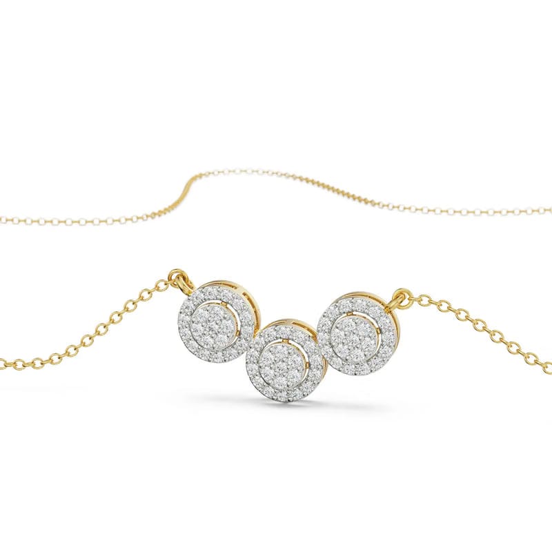 Halo Round Lab Diamond Necklace Set