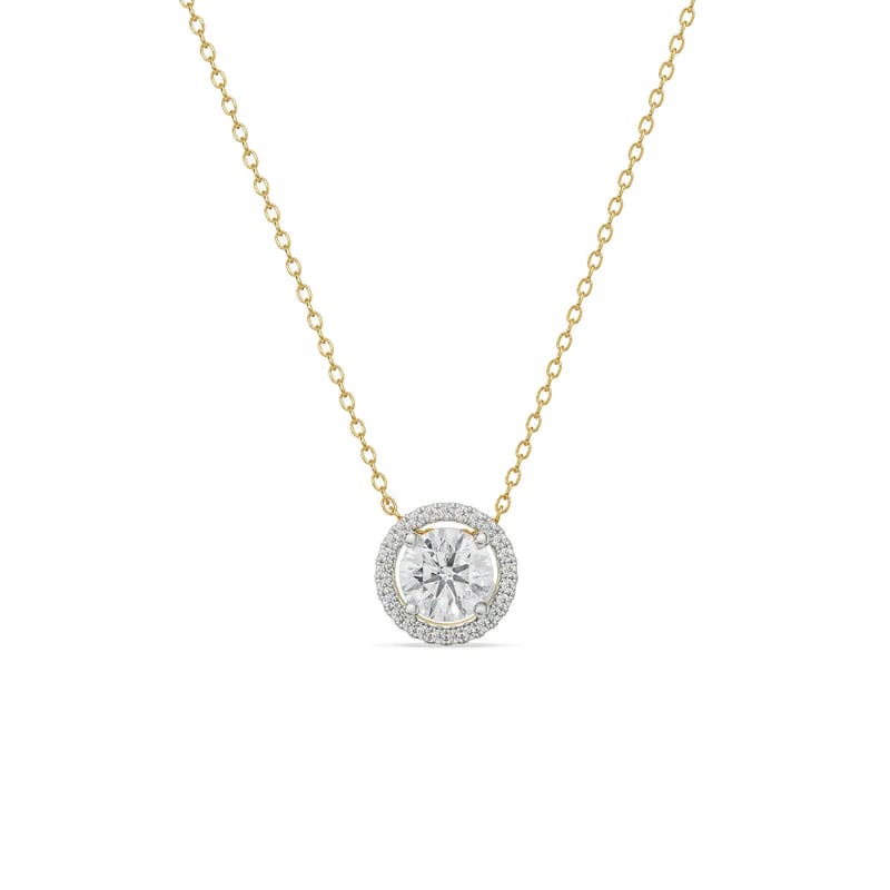 Halo Round Lab Grown Diamond Solitaire Necklace