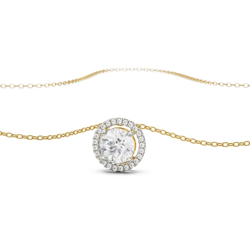Halo Round Lab Grown Diamond Solitaire Necklace