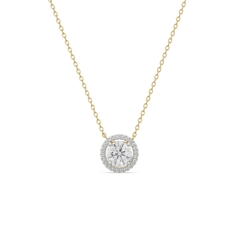 Halo Round Lab Grown Diamond Solitaire Necklace 9KT