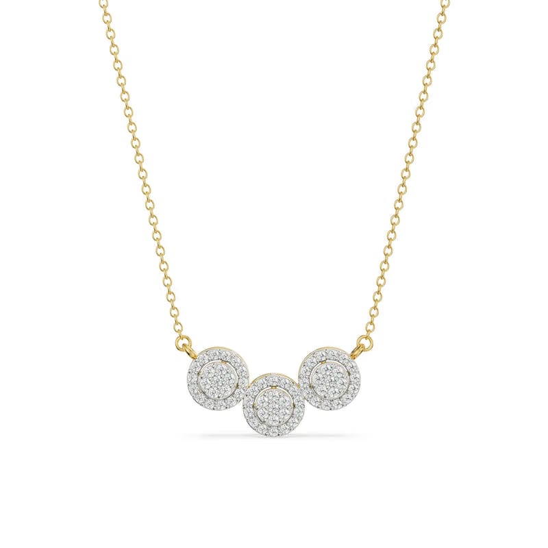 Halo Round Trio Lab Grown Diamond Necklace