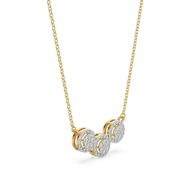 Halo Round Trio Lab Grown Diamond Necklace