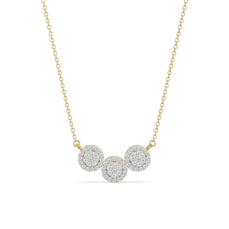 Halo Round Trio Lab Grown Diamond Necklace 9KT