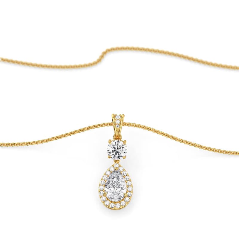 Halo Tear Drop Lab Grown Diamond Pendant
