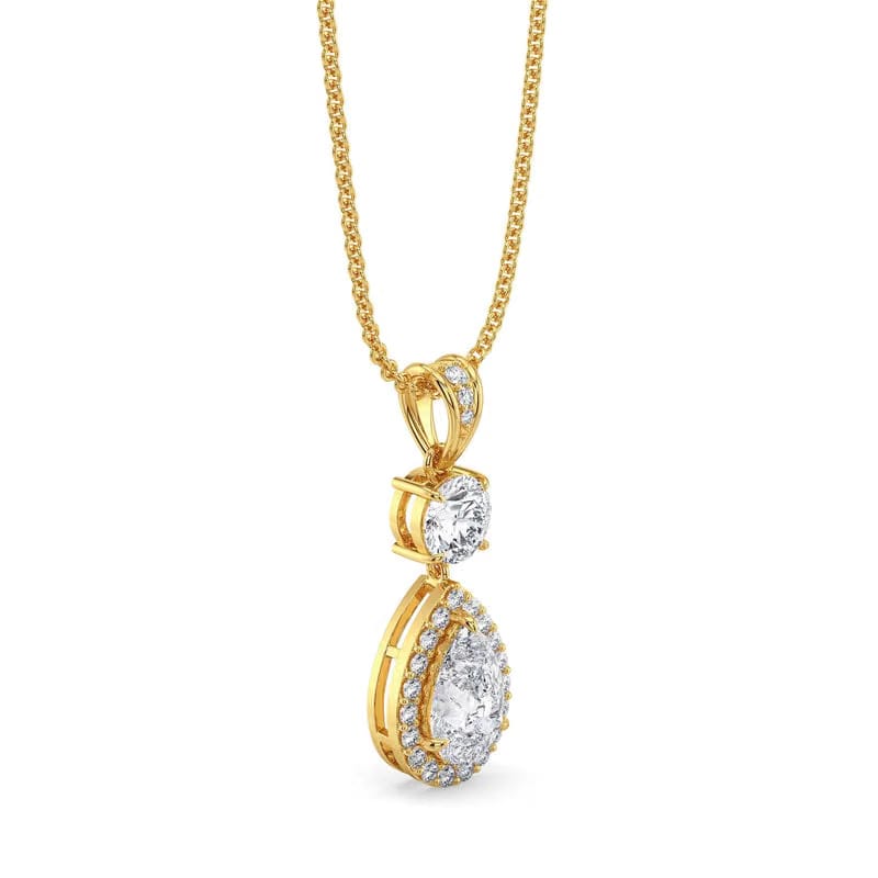 Halo Tear Drop Lab Grown Diamond Pendant