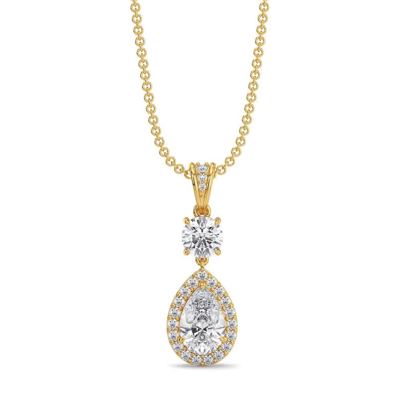 Halo Tear Drop Lab Grown Diamond Pendant 9KT