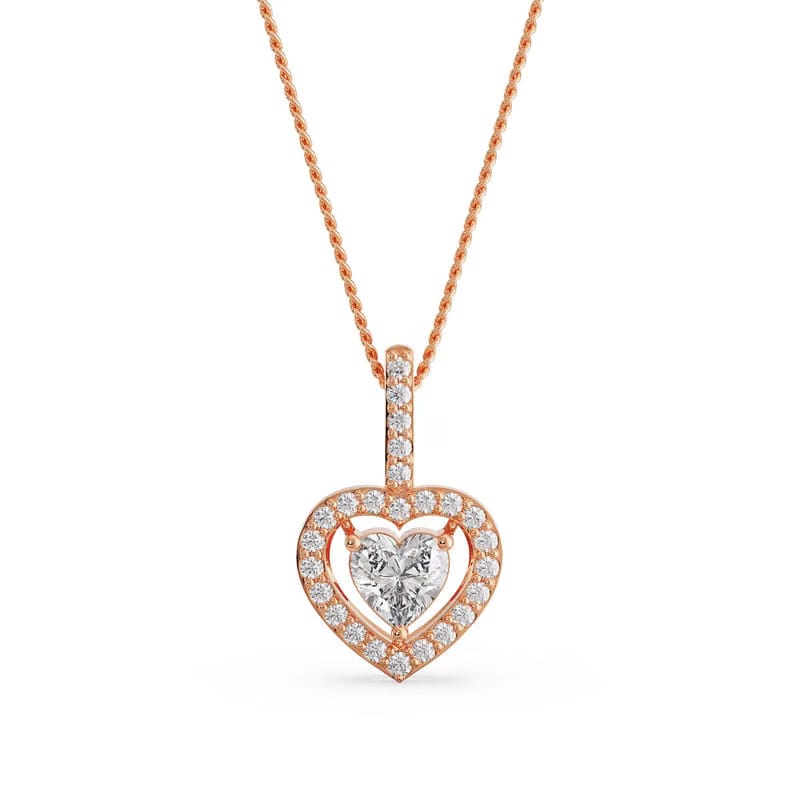 Heart in Heart Lab Grown Diamond Pendant 9KT