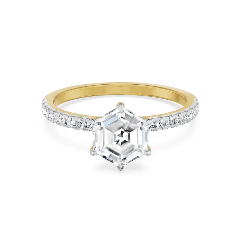 Hexagon Lab Grown Diamond Engagement Ring