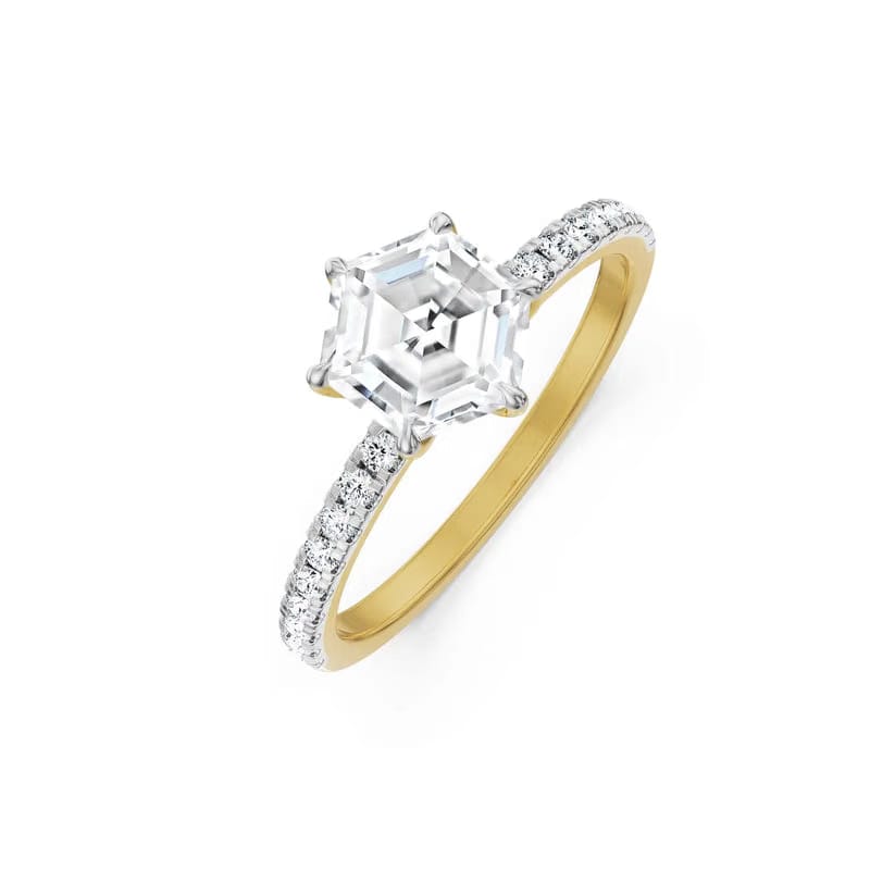 Hexagon Lab Grown Diamond Engagement Ring
